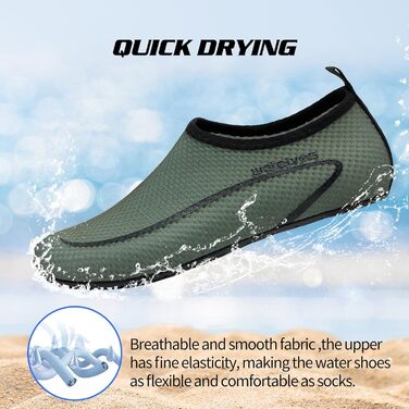 Водні черевики для плавання та відпочинку WateLves: дихаючі, швидковисихаючі, унісекс, розміри 34-47 EU, кольори: світло-зелений, армійсько-зелений
