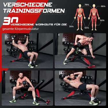 Пообoo Гантельна лава, регульована для дому, вантажопідйомність 1500 lbs, міцна лава для силових тренувань, позиції: пласка/похила/відхилена для комплексних тренувань Y160-Чорний