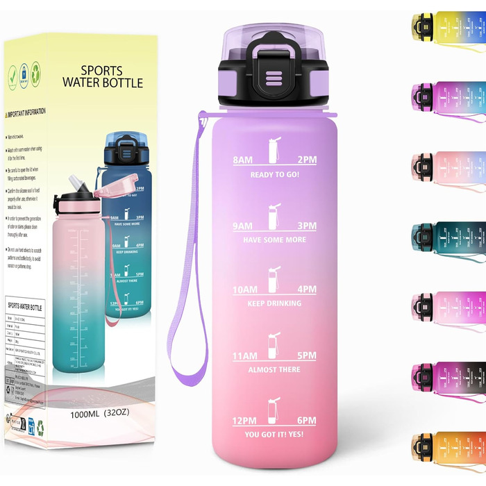 Фляга для води Motswedi з трубочкою, 1500 мл, BPA-Free, спортивна, непроливальна, для фітнесу, школи, подорожей, офісу, жовтогаряча