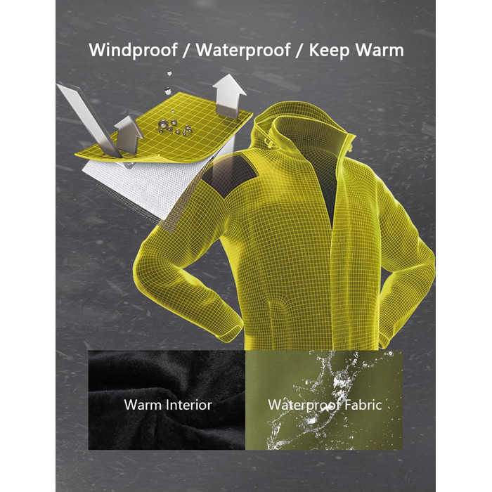 Чоловіча лижна куртка тепла зимова непромокальна Mante, вітрозахисна, з капюшоном для походів та подорожей (Хакі, M)