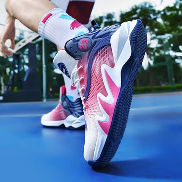 Спортивні кросівки для баскетболу та бігу, дитячі, високі, дихаючі, з амортизацією, антиковзаючі, 38 EU, білі/фіолетові