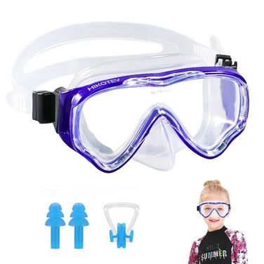 Набір для снорклінгу для дітей HIKOTEY, сухий снорклінг, маска для снорклінгу з антизапотівальною панеллю, водонепроникні затички для вух, блакитний (B1-Pazifik)