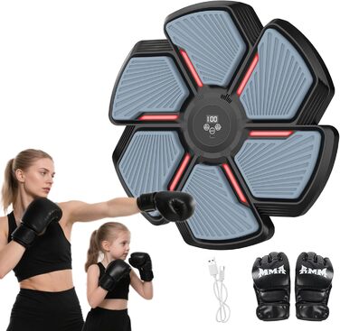 Музичний боксерський тренажер SWBSLL з рукавичками, LED-підсвіткою та Bluetooth, 9 швидкостей, 9 режимів, 30 рівнів гучності, для дорослих та дітей