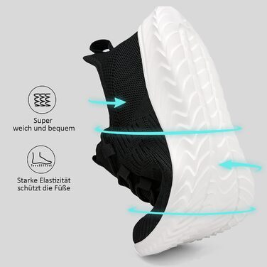 Жіноче взуття: кросівки, кеди, спортивне взуття, бігові кросівки, фітнес-взуття, тенісні кросівки, туристичне взуття, повсякденне взуття, біле (37 EU, I Чорний)