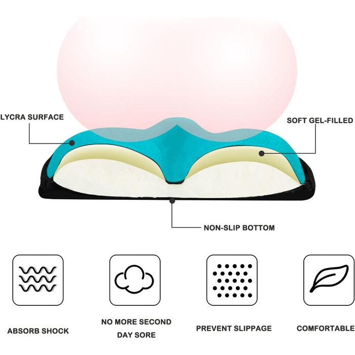 Покриття для велосипедного сидіння Sattelbezug, 27 x 25 см, широке, гелеве, для стаціонарних велосипедів, велотренажерів, спиннингу, з гелевою подушкою, м'яке, небесно-блакитне