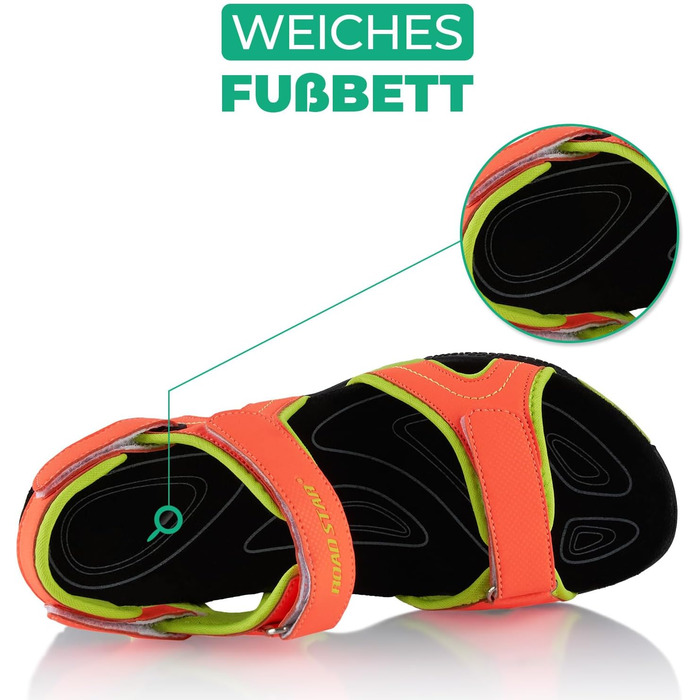 Трекінгові сандалії Fusskleidung для жінок та чоловіків, літні гірські взуття з міцною протекторною підошвою, помаранчево-зелені, розмір 41 EU