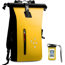 SCHITEC Водонепроникний рюкзак Dry Bags 25L з рол-топ закриттям для подорожей, каякінгу, рафтингу, риболовлі, кемпінгу (жовтий)