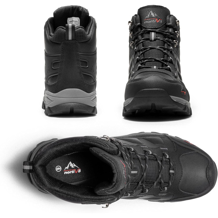 Чоловічі трекінгові черевики NORTIV 44 EU, чорні: водонепроникні, для хайкінгу, альпінізму та туризму