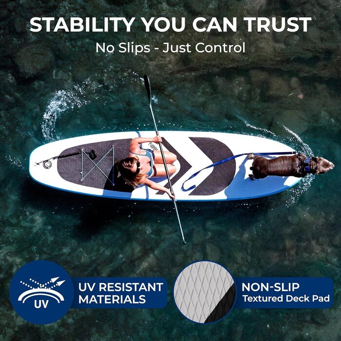 Надувний SUP-борд SereneLife 350x89 см для дорослих та з домашніми тваринами, комплект для сплаву на озері, річці та для сім'ї