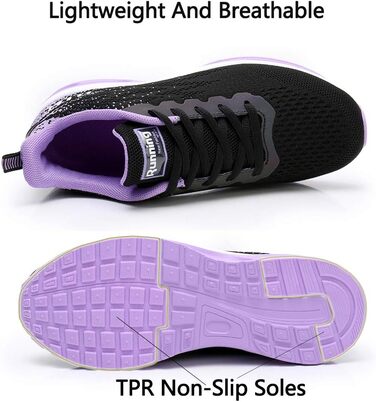 Жіночі кросівки для бігу AFFINEST: дихаючі, з антиковзанням, легкі, амортизуючі, сітчасті, чорно-фіолетові (36 EU)