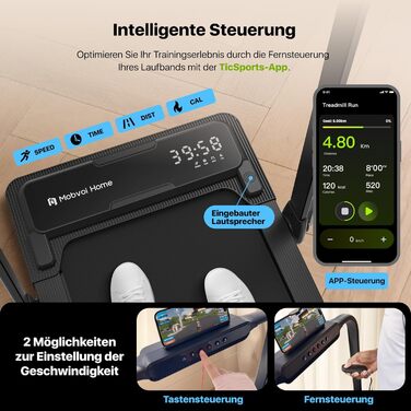 Беговая дорожка Mobvoi Home Intelligente KI 3-в-1: для дома и офиса, складная, 12 км/ч, до 120 кг, LED-дисплей, поддержка Zwift/Kinomap