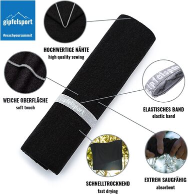 Набір мікрофібрових рушників Gipfelsport - рушники для сауни, фітнесу, спорту та пляжу | 8 розмірів | 13 кольорів (антрацит, комплект 2: XL(180x80) & S(80x40))