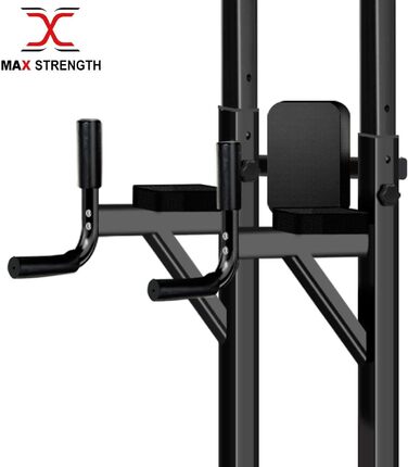 MAXSTRENGTH Багатофункціональний турнік-стійка для віджимань, вертикальне піднімання колін, турнік для підтягувань, чорний