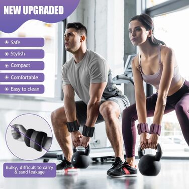 Набір манжет для ніг та рук 1.8 кг (0.9 кг кожна) для занять спортом, фітнесом, кардіо та силовим тренуванням. Манжети для ніг та рук, фіолетовий колір.