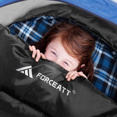 Спальний мішок Forceatt 3-4 сезони, -5°C, фланель та поліестер для дорослих, водонепроникний, теплий, для кемпінгу, відпочинку в приміщенні та на вулиці, холодний клімат. 10°C поліестер, чорний-помаранчевий (-5°C фланель, чорний)