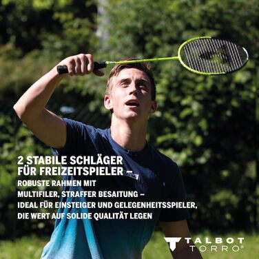 Набір для бадмінтону Talbot Torro Magic Night: 2 ракетки, 2 світлодіодні волани для гри вночі, у якісній сумці