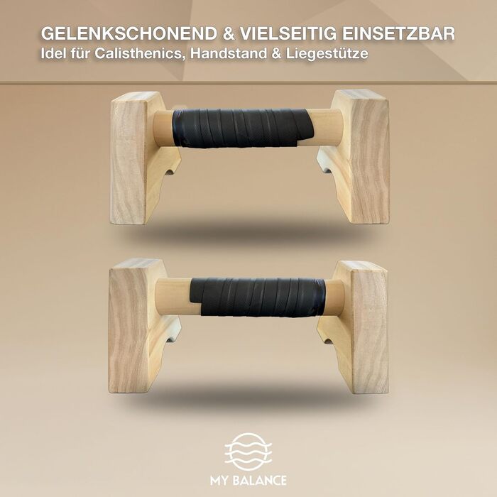Дерев'яні бруси для віджимань My Balance Premium з Grip-Tape – паралетси для кросфіту та калістеніки, міцні та безпечні для суглобів
