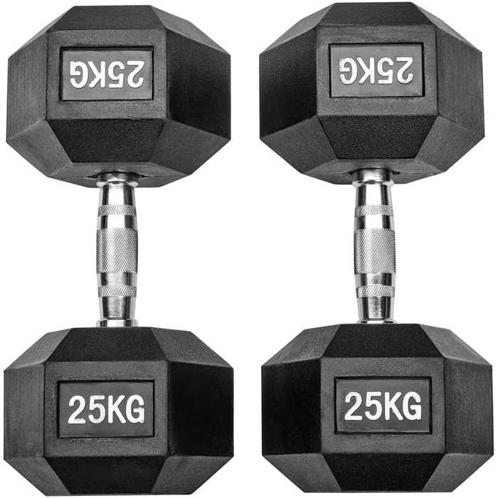 Гантелі Hexagon Studio 50 кг (2x25 кг), з гумовим покриттям, чорні