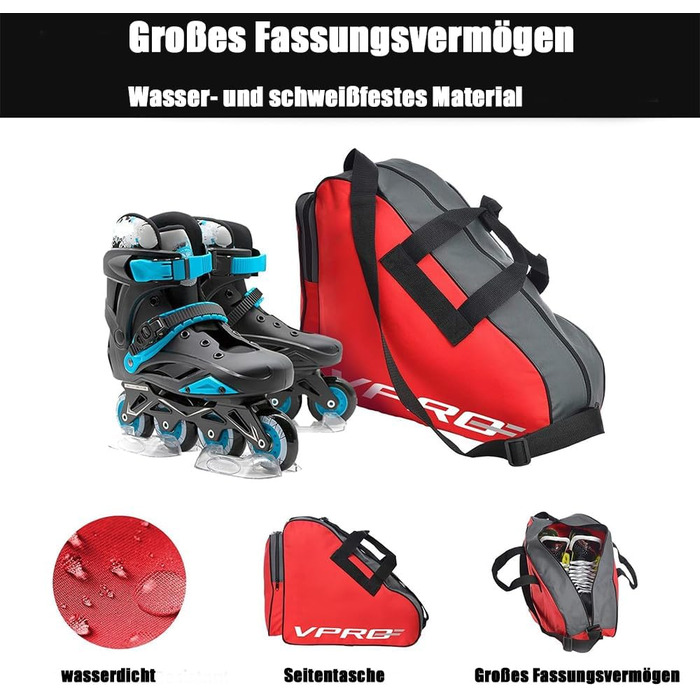 Сумка для ковзанів VPRO: для ковзанярства на льоду та роликів, з ремінцем та блискавкою, для дітей та дорослих
