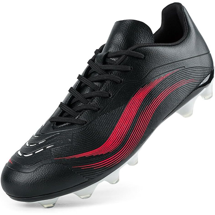 Футбольні черевики для чоловіків та хлопців, чорно-червоні, з шипами для штучного покриття, для тренувань та змагань