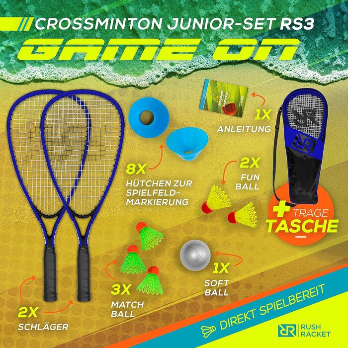 Набір для кросмінтону Rush Racket Junior, 2 ракетки, синій