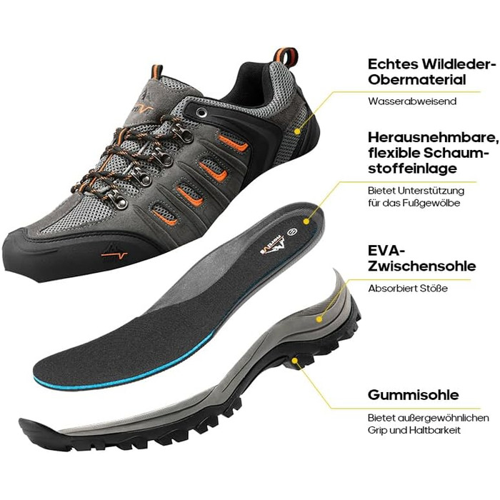 Чоловічі водонепроникні трекінгові черевики NORTIV 48 EU сірі