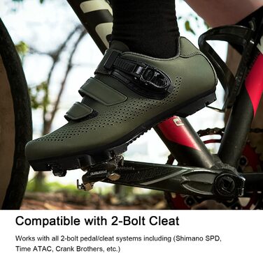 Чоловічі та жіночі велотуфлі для гірського велосипеда (MTB) з сумісними кріпленнями SPD, розмір 41 EU, зелені