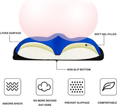 Покриття для велосипедного сидіння Sattelbezug, 27 x 25 см, гелеве, широке, для стаціонарних велосипедів, велотренажерів, спиннингу, з гелевою подушкою, м'яке, темно-синій