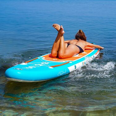 Надувний SUP Борд FunWater 320CM з повним аксесуаром: весло, насос, рюкзак, лінія, водонепроникний мішок. Колір: Дельфін-блакитний