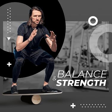 Yes4All Дерев'яний балансборд для дому, серфборд для тренувань всіх рівнів, чорний