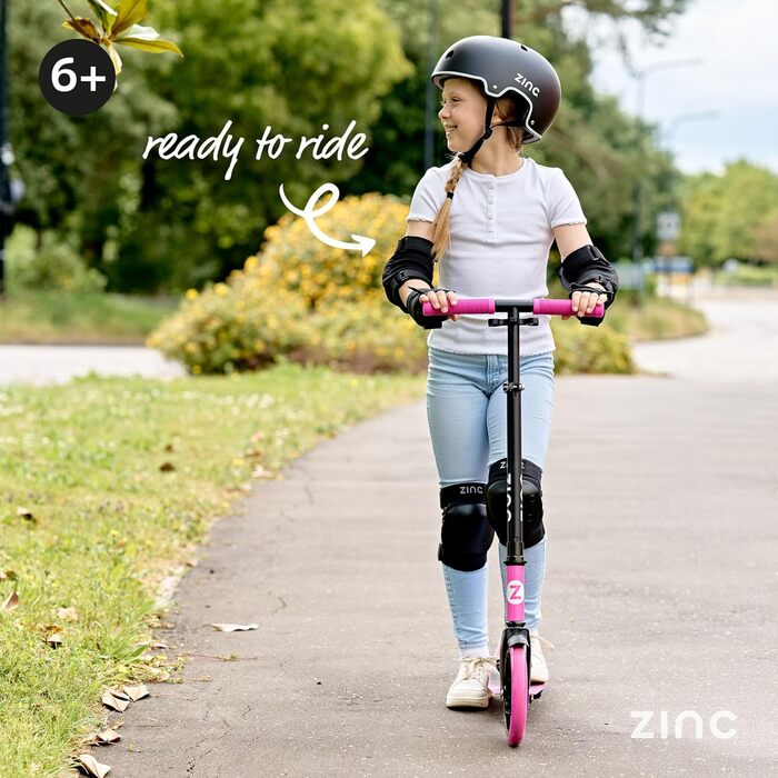 Самокат дитячий Zinc Big Wheel Pink/Black для дітей від 6 років, складаний, колеса 200мм, гальмо, до 100 кг