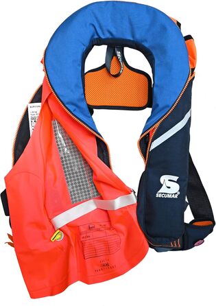 Автоматичний рятувальний жилет Secumar Survival 220 з ременем, темно-синій/світло-синій/помаранчевий