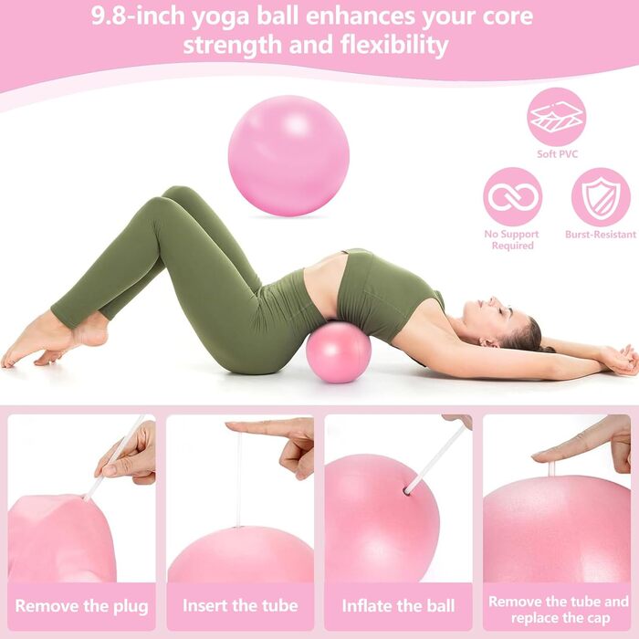 Комплект для пілатесу: кільце та 13 м'ячів з неслизькими ручками | Аксесуари для пілатесу для тренувань всього тіла вдома | Включає еластичну стрічку для пілатесу та формування тіла