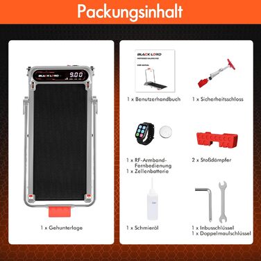 Електричний біговий тренажер BLACK LORD з нахилом 9%, 3.2 PS, Walking Pad 4-в-1 для дому та офісу, 12 програм, динамік, 140 кг