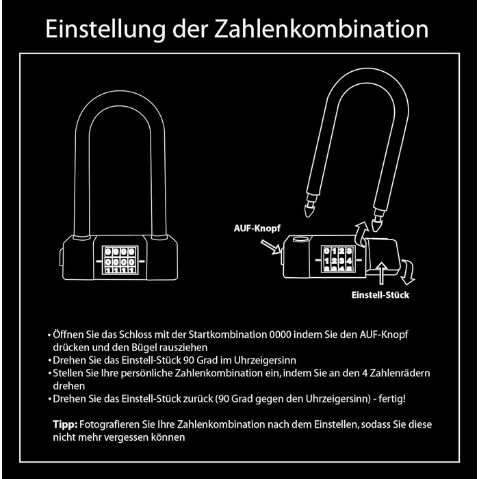 Замбік на колісницю KOHLBURG Bügelschloss з цифровим кодом - надійний замок 11 мм для велосипеда, електровелосипеда та шосе
