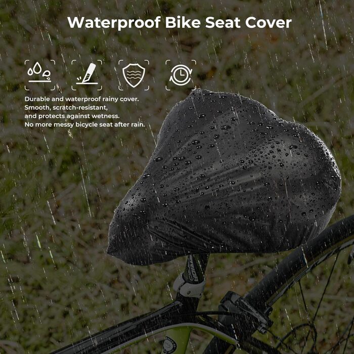 Накидка на сидіння велосипедного крісла YOUNGDO, ергономічна гелева підкладка, м'яка та комфортна, з дощовим захистом, для жінок та чоловіків (Чорний, Широкий)