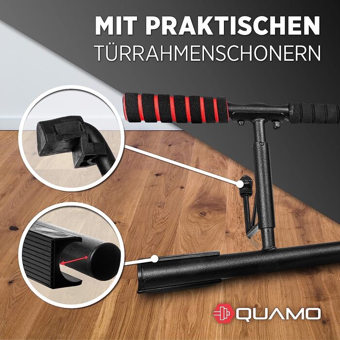 Кліммустанг QUAMO BY LAVUR для дверного прорізу: міцна, неслизька, без свердління, з еластичною стрічкою для домашніх тренувань