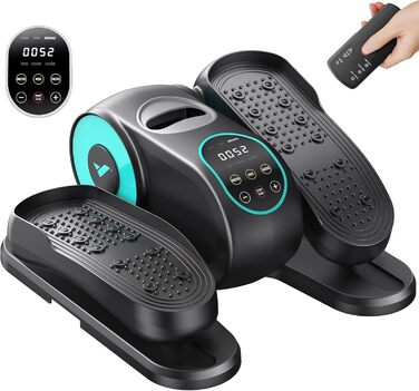 MERACH Міні електричний крос-тренажер під стіл з пультом, дисплеєм та неслизьким покриттям, 12 швидкостей, тихий та портативний для дому, для дорослих та літніх людей, блакитний E32-2025