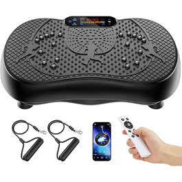 Віброплатформа для дому з 180 рівнів, 6 режимів тренувань, Bluetooth, LCD-сенсорний екран, пульт керування, вантажопідйомність 330 кг