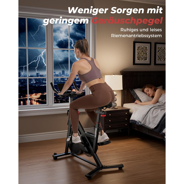 Велотренажер спінінг Heimtrainer Fahrrad з додатком, 15 кг маховика, чорно-червоний