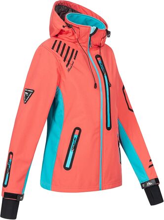 Жіноча куртка-вітровка Softshell Rock Creek D-402, кораллово-бірюзова, розмір XXL