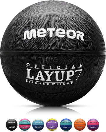 М'яч для баскетболу Meteor Layup Kinder Mini розмір 7 (чорний) - ідеальний для дітей 4-8 років, для тренувань