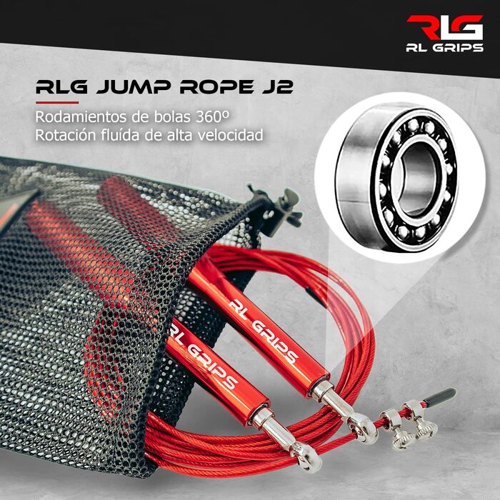 Стрибкове канат RL Grips® з алюмінієвою ручкою та антиковзким покриттям. Канат 2 мм для кардіотренувань та фітнесу (червоний)