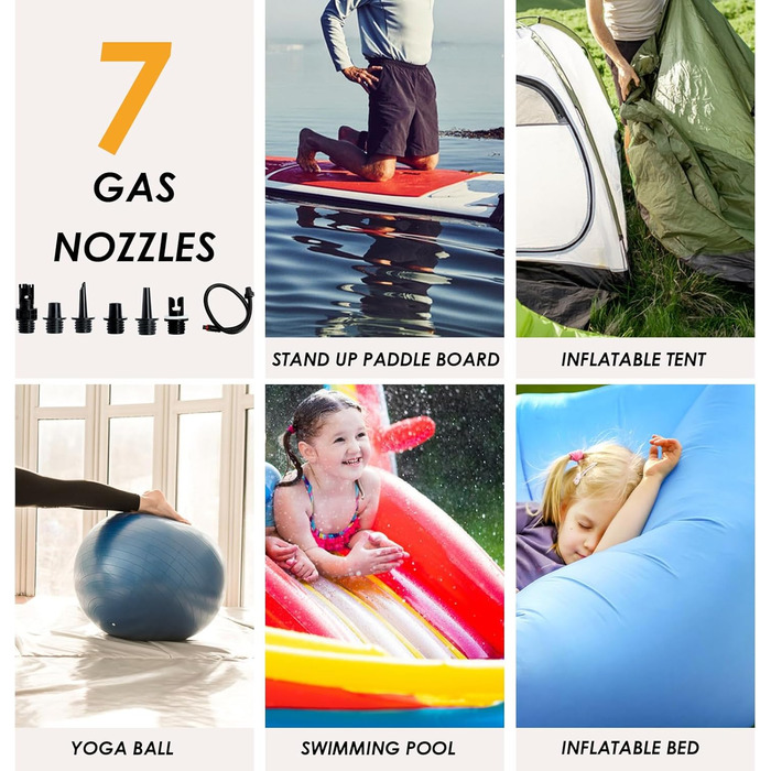 Електричний насос для SUP дошки з акумулятором TONSIM, 20PSI, LCD-дисплей, автоматичне вимкнення, для SUP, каяків, наметів, човнів та повітряних матраців, помаранчевий