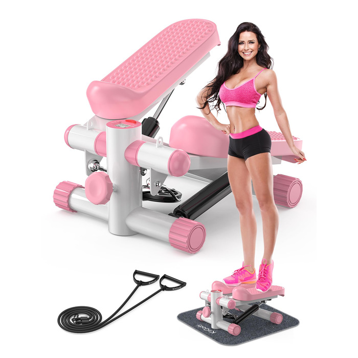 Міні-степер KitGody для тренувань: компактний, з опором, рожевий | Для дому