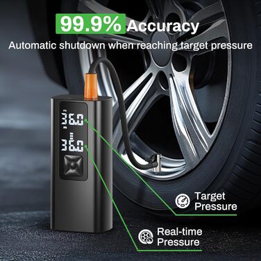 Портативний компресор AMPBank AT003 150PSI, 6000mAh, LED-дисплей, для шин авто, мото, велосипеда, м'ячів
