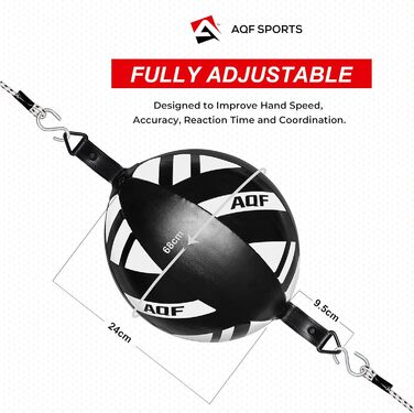 Набір боксерського м'яча AQF Boxen: боксерська груша, м'яч для швидкості, шкіряний, для тренувань, чорний/білий