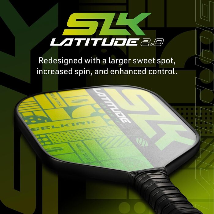 Падл для піклболу SLK Latitude 2.0 | Графіт G4 | Технологія Rev-Core+ та SpinFlex | Зелений колір