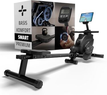 Гребний тренажер SportPlus для дому, складаний, з тихою магнітною системою гальмування, комп'ютером для тренувань, для дому, фітнес-обладнання, сумісний з додатками (Smart)