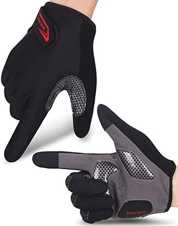 Велосипедні рукавички без пальців для фітнесу, антибактеріальні, нековзкі, амортизуючі рукавички для їзди на велосипеді для чоловіків та жінок (S, повний палець-чорний)